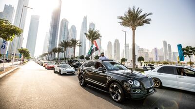 The Dubai Supercar Parade was held as part of nationwide celebrations leading up to UAE National Day. Photo: No Filter Dubai