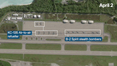 Satellite images show the changing stock of aircraft at Diego Garcia airbase. Photos: Planet Labs