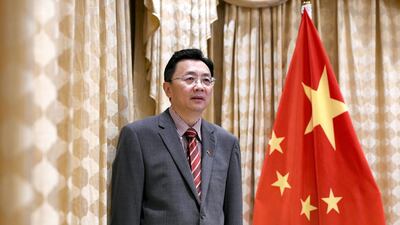 Ni Jian, the Chinese ambassador to the UAE, says cooperation between China and the UAE on Covid-19 has entered a new phase. Khushnum Bhandari / The National