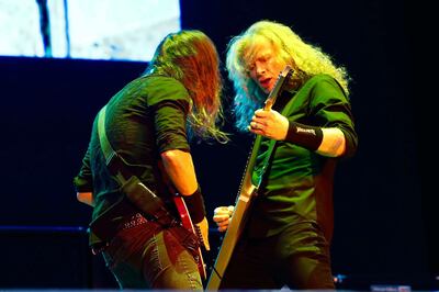 Megadeth’s Dave Mustaine, right, will be out sailing the high seas next year. AP