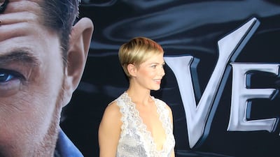 In silver Louis Vuitton for the premiere of 'Venom' in Los Angeles on October 1, 2018. EPA