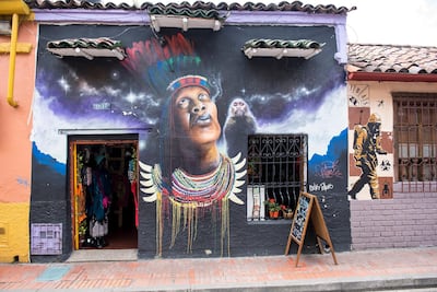 A mural in Bogota's colourful La Candelaria district. Courtesy Ishay Govender-Ypma