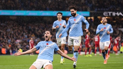 Nico Gonzalez celebrates scoring Manchester City's second goal. Getty Images
