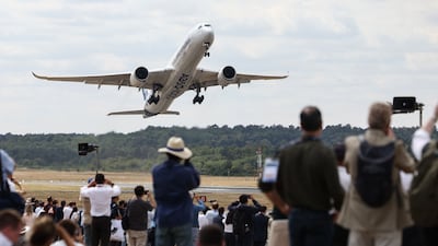 An A350-1000 by Airbus takes off. AFP