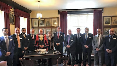 Sir David Amess, fourth from left, and Qatar's ambassador to London, Yousef Ali Al Khater, sixth from right. Courtesy: Sir David Amess MP via Twitter