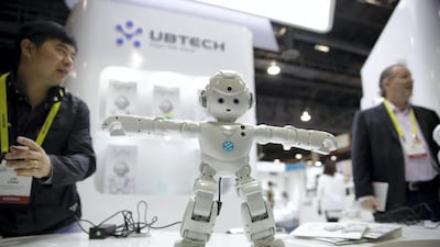 Lynx, a video-enabled humanoid robot designed by Ubtech, which uses Amazon's Alexa voice recognition system. AP Photo