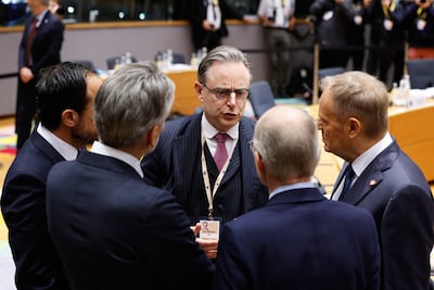 Belgium's Prime Minister Bart De Wever, centre. AP