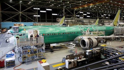 A Boeing 737 MAX-9 under construction at the company's production facility in Renton, Washington. Reuters