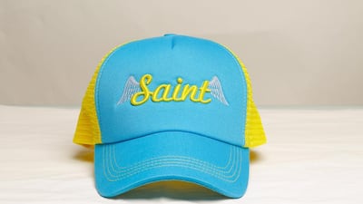 A Caliente cap by Emirati designer Hamdan Al Samt. Victor Besa for The National