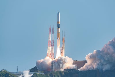 A Japanese rocket carries the Slim Moon lander to space on September 7, 2023. AFP