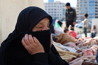 A displaced woman sits at Martyr's Square in Beirut, Lebanon, 03 March 2026, after fleeing their homes following Israeli strikes. EPA