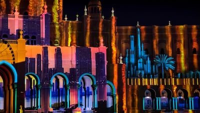 The Sharjah City Municipality building during the Sharjah Light Festival's opening night. Reem Mohammed / The National: