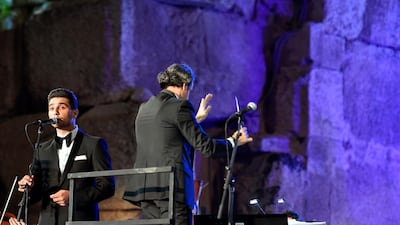 Palestinian singer Mohammed Assaf performs on stage during the annual Baalbeck International Festival (BIF) in Baalbeck, Beqaa Valley, Lebanon, 20 July 2019. The festival runs from 05 July to 03 August 2019. Photo: EPA
