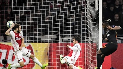 Michy Batshuayi scores the only goal of the game for Chelsea. AFP