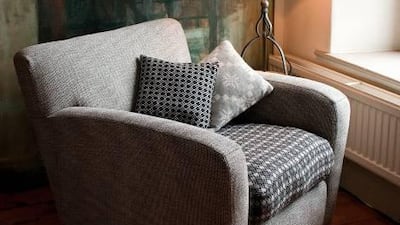 Upholstered Caerdydd armchair, £1,600 (Dh9,592). Courtesy Melin Tregwynt