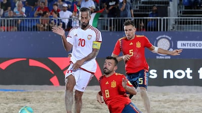 UAE's Walid Mohammad with Spain's Adrian Frutos Garcia.