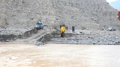 RAK emergency and crisis team saved hundreds of trapped people in mountains and valleys. Courtesy Ras Al Khaimah Police
