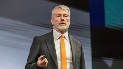 Michael Saylor speaking in Dubai this month. Antonie Robertson/The National