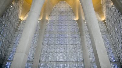 The interior of Imam Al Tayeb Mosque at the Abrahamic Family House on Al Saadiyat Island, Abu Dhabi. Khushnum Bhandari / The National