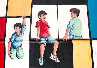 A mural by @UAE_Graffiti_Artist inspired by Piet Mondrian's work. Victor Besa / The National