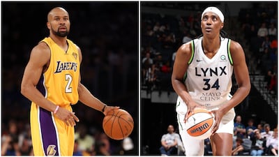 Fans will get a chance to meet former NBA star Derek Fisher, left, and WNBA star Sylvia Fowles, at the NBA Store in Yas Mall. Photo: NBA