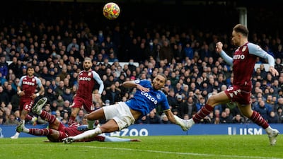 Everton's Dominic Calvert-Lewin shoots at goal. Reuters