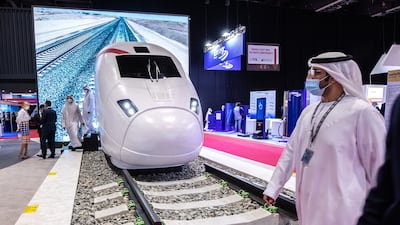 The Etihad Rail stand, showing its passenger train set up, was a popular exhibit.