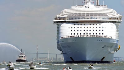 Harmony of the Seas is headed for Southampton in southern England and is to embark on its official maiden voyage on May 22 to its new home port of Barcelona. Jean-Francois Monier / AFP