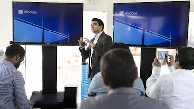 Mohammed Arif, Windows Business Group Lead, talks to the media. Reem Mohammed / The National