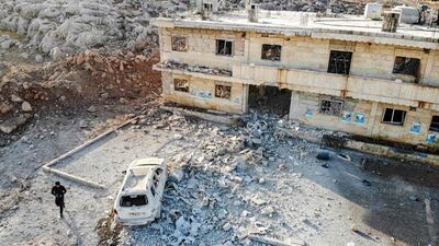 This picture shows an aerial view of a hospital that was reportedly hit by an airstrike in the Syrian village of Shinan, about 30 kilometres south of Idlib in the northwestern Idlib province. AFP