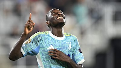 Juventus forward Randal Kolo Muani after scoring his team's fourth goal against Al Ain. AFP