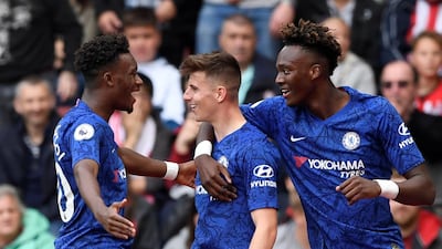 Mason Mount, centre, and Tammy Abraham, right, were both on the scoresheet for Chelsea at Southampton. Reuters