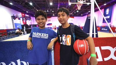 Dylan Tiquis and Luis Medina at NBA district at Manarat Saadiyat, Abu Dhabi. Victor Besa / The National