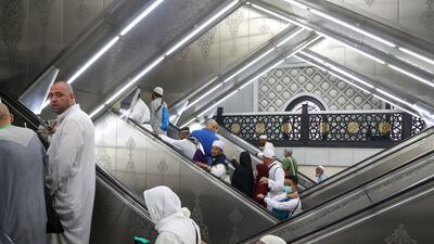 Worshippers arrive at the Grand Mosque. AFP
