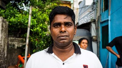 Stephen Arulappa in front of his damaged home after a controlled explosion in Colombo, Sri Lanka, April 22, 2019. Jack Moore / The National.