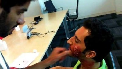 Learning make-up skills in the inaugural Short Film Competition.