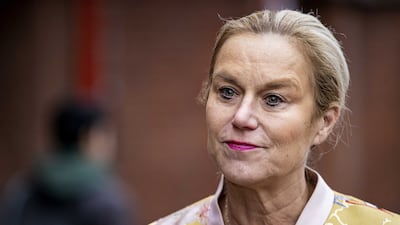 Dutch Sigrid Kaag of D66 Party speaks to the press after a group meeting in The Hague, The Netherlands, 14 December 2021, about the agreement for a new cabinet that the party leaders of VVD, D66, CDA and ChristenUnie agreed during negotiations with the informateurs. ANP EPA