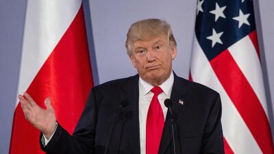US president Donald Trump holds a joint press conference with his Polish counterpart at the Royal Castle in Warsaw, Poland, on July 6, 2017. Wojtek Radwanski / AFP