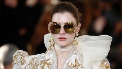 Oversize sunglasses make an appearance at the Spring/Summer 2020 Haute Couture collection by Lebanese designer Elie Saab during the Paris Fashion Week, in Paris, France, 22 January 2020. EPA