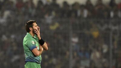 Shahid Afridi shown during the 2016 Asian Cup in Bangladesh. Munir uz Zaman / AFP / March 2, 2016