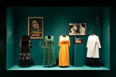Original costumes worn by Umm Kulthum are among the exhibition's highlights. Photo: Sursock Museum