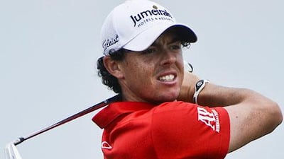 US PGA champion Rory McIlroy watches his tee shot on the eighth hole during the final round at Kiawah Island