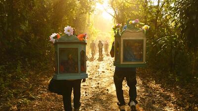 Catholic faithful take part in the pilgrimage of the 'Jesusito' child and the 'Zarco' Child, on a 30 km journey to San Pedro Nonualco, El Salvador. AFP
