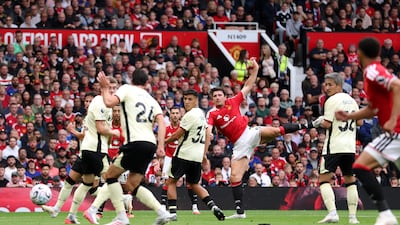 Harry Maguire's shot is deflected into his own net by Ipswich's Jacob Greaves to put United 2-1 up. Getty Images