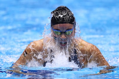 Valerie Tarazi competes in the women's 200m breaststroke heats in the Fukuoka 2023 World Aquatics Championships. Getty Images