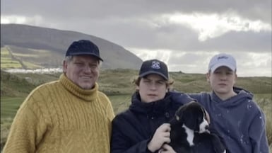 Australian engineer Robert Pether with his sons Flynn and Oscar in Ireland before his detention in Iraq. Photo: Pether family