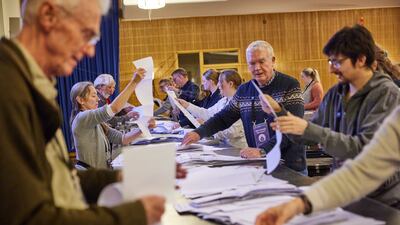 Vote counting takes place at Aarhus Town Hall, about 190 kilometres west of Copenhagen. EPA