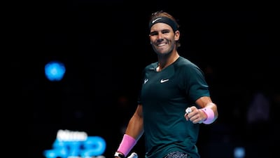 Rafael Nadal celebrates en route to a hard-fought victory over Stefanos Tsitsipas. Getty