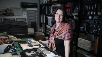 DUBAI, UAE. January 2, 2014 - Leila Abdulrahim, director at the Dubai office of Hirsch Bedner Associates, a hotel interior design company, is photographed in her materials library in Dubai, January 2, 2014. (Photo by: Sarah Dea/The National, Story by: Sananda Sahoo, Business, Life)