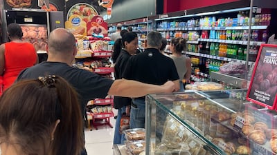 Shoppers flocked to UAE supermarkets after Iranian air strikes. The National